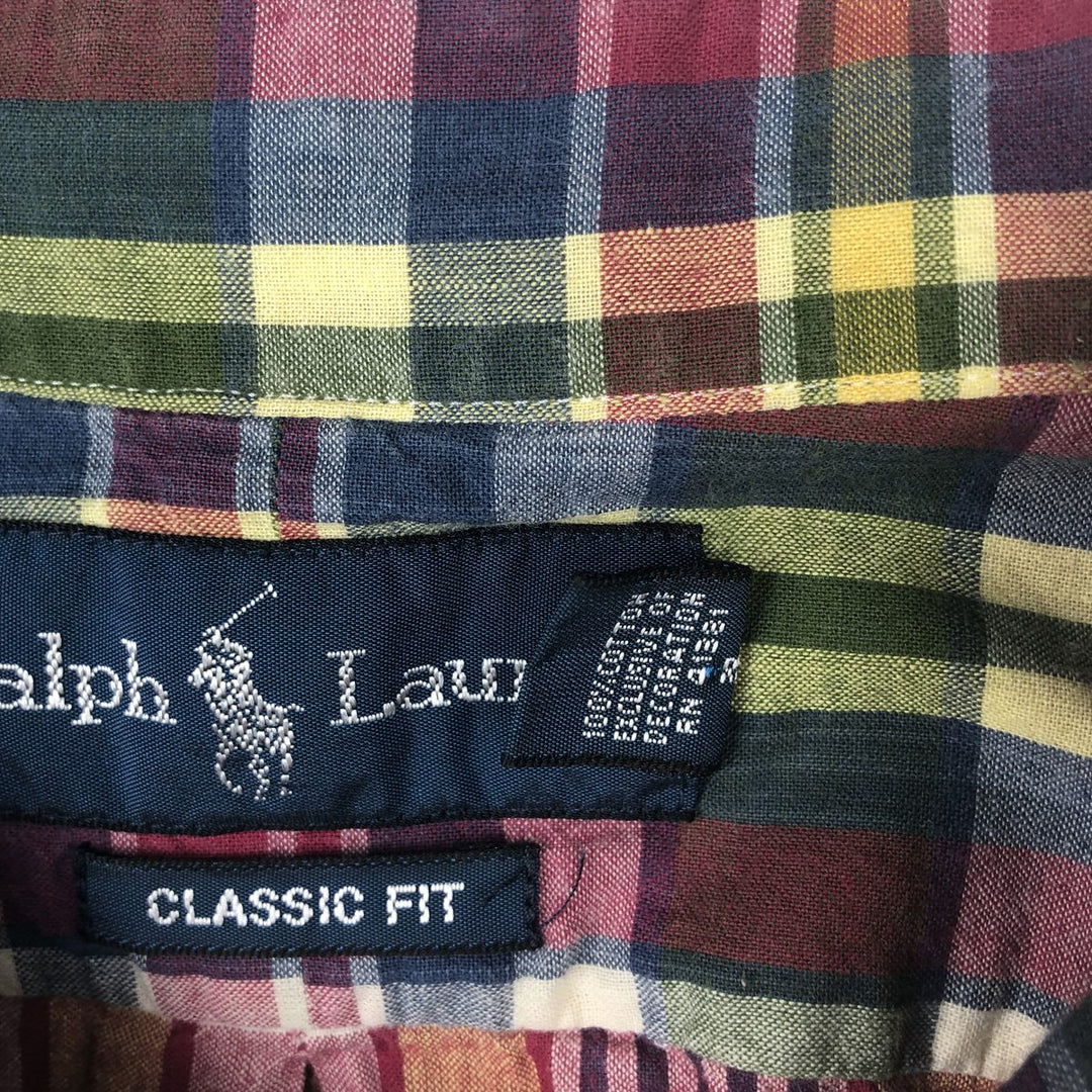 Ralph Lauren Classic Fit short sleeve button down check shirt for men, size XXL cotton yellow type Vintage Second Hand