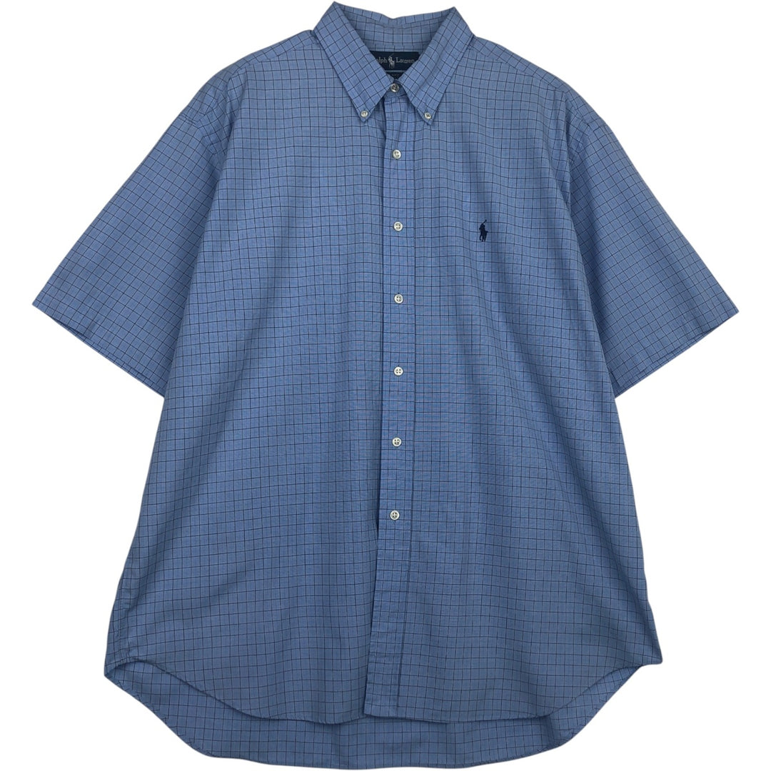 Ralph Lauren BLAKE short sleeve button down check shirt men's XL size cotton Blue type light blue Vintage Second Hand