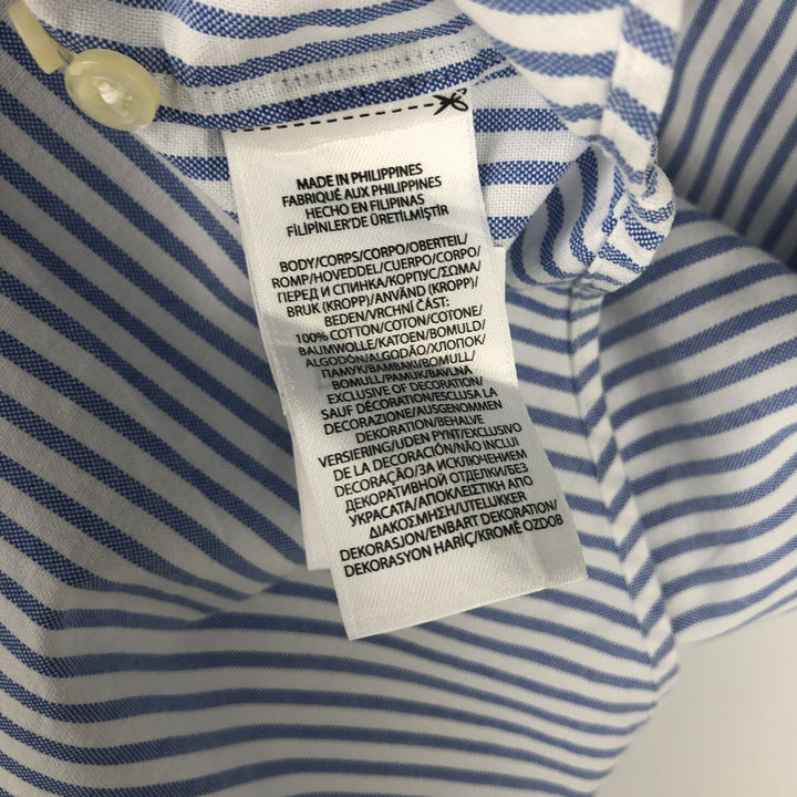 Ralph Lauren Classic Fit short sleeve button down striped shirt, men's size L cotton Blue type light blue Vintage Second Hand