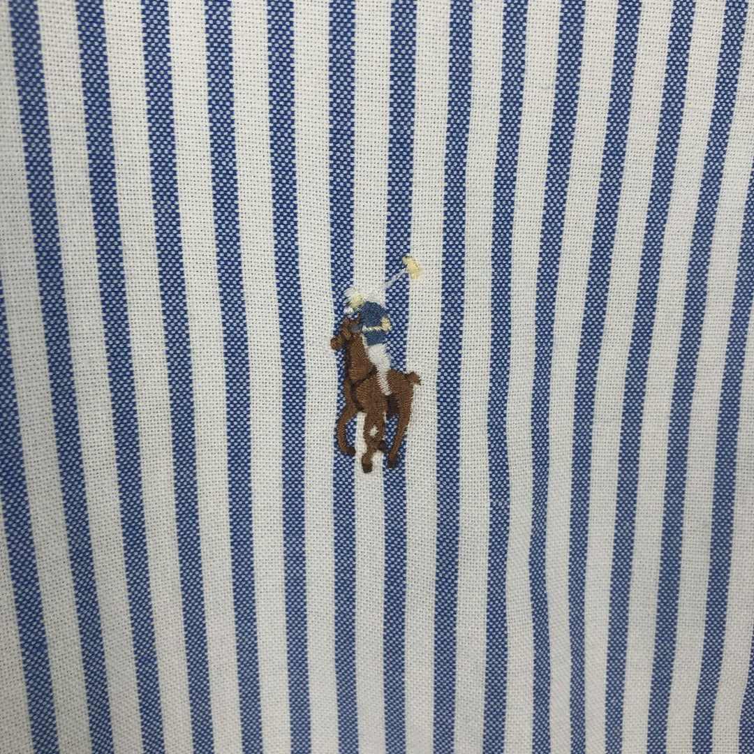 Ralph Lauren Classic Fit short sleeve button down striped shirt, men's size L cotton Blue type light blue Vintage Second Hand