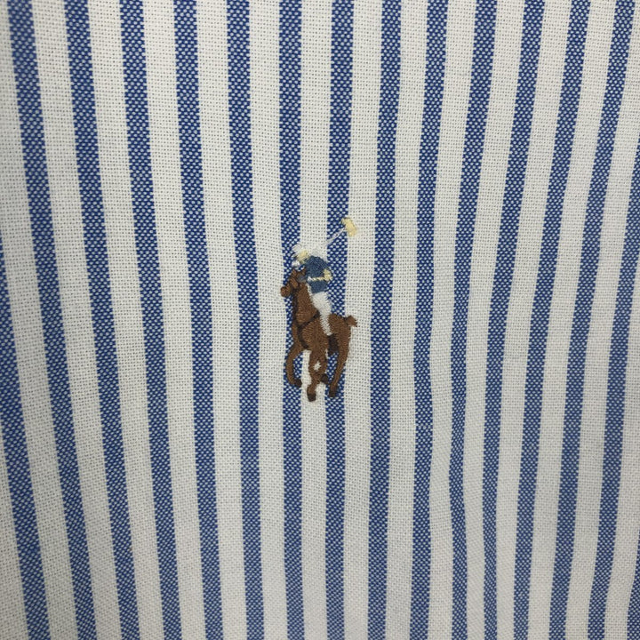 Ralph Lauren Classic Fit short sleeve button down striped shirt, men's size L cotton Blue type light blue Vintage Second Hand