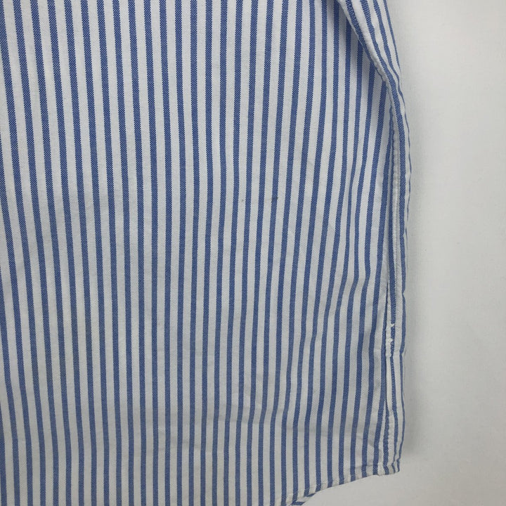 Ralph Lauren Classic Fit short sleeve button down striped shirt, men's size L cotton Blue type light blue Vintage Second Hand