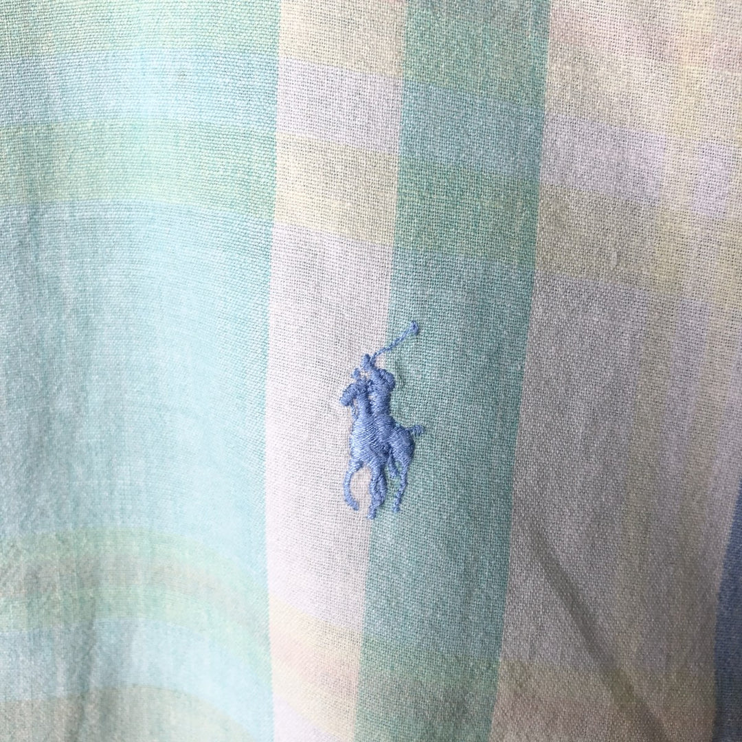 Ralph Lauren Madras Check Short Sleeve Button Down Check Shirt Men's XL cotton green type Vintage Second Hand