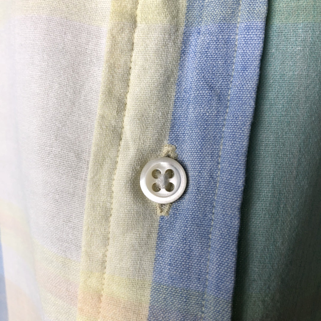 Ralph Lauren Madras Check Short Sleeve Button Down Check Shirt Men's XL cotton green type Vintage Second Hand