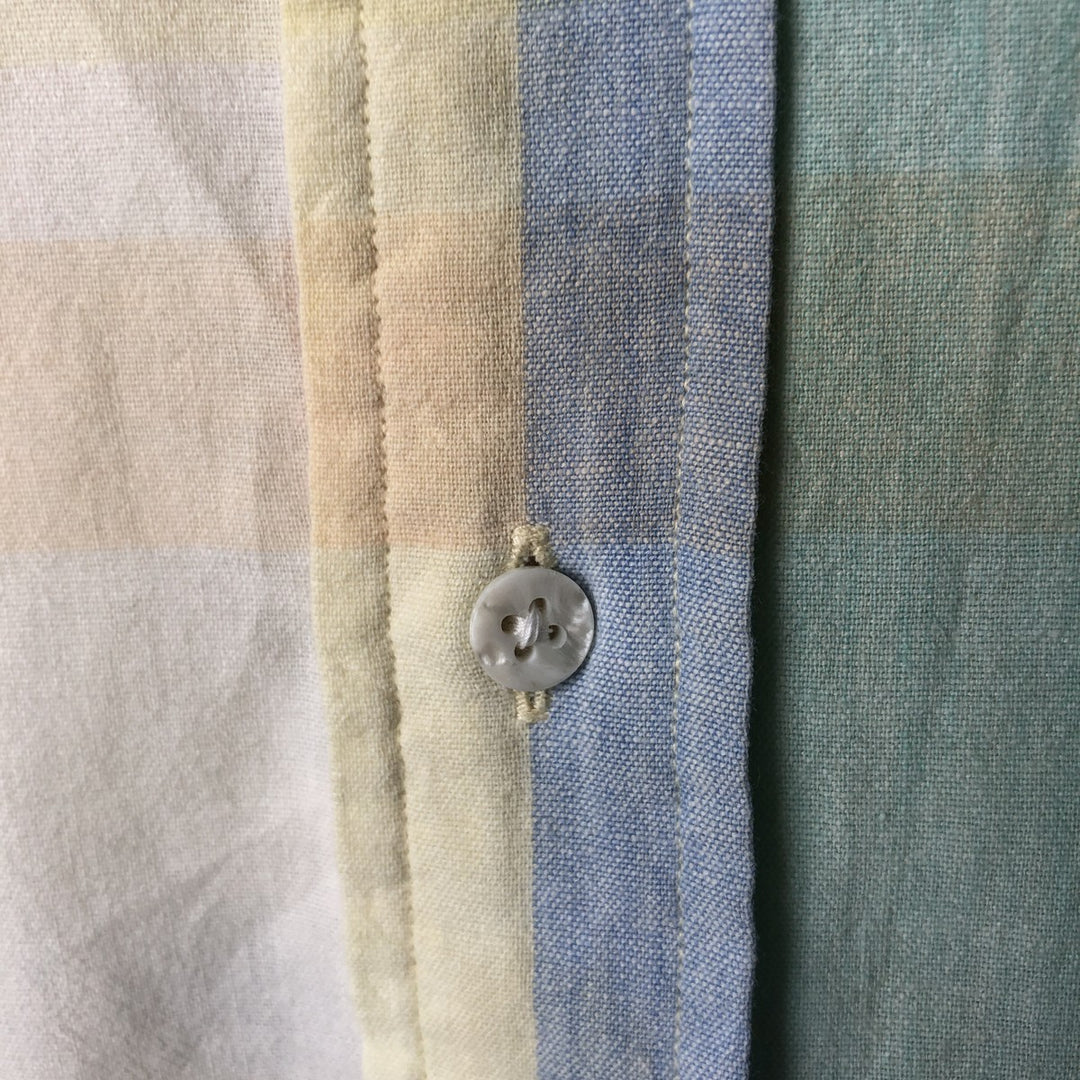 Ralph Lauren Madras Check Short Sleeve Button Down Check Shirt Men's XL cotton green type Vintage Second Hand