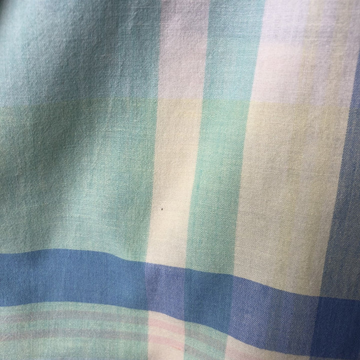 Ralph Lauren Madras Check Short Sleeve Button Down Check Shirt Men's XL cotton green type Vintage Second Hand