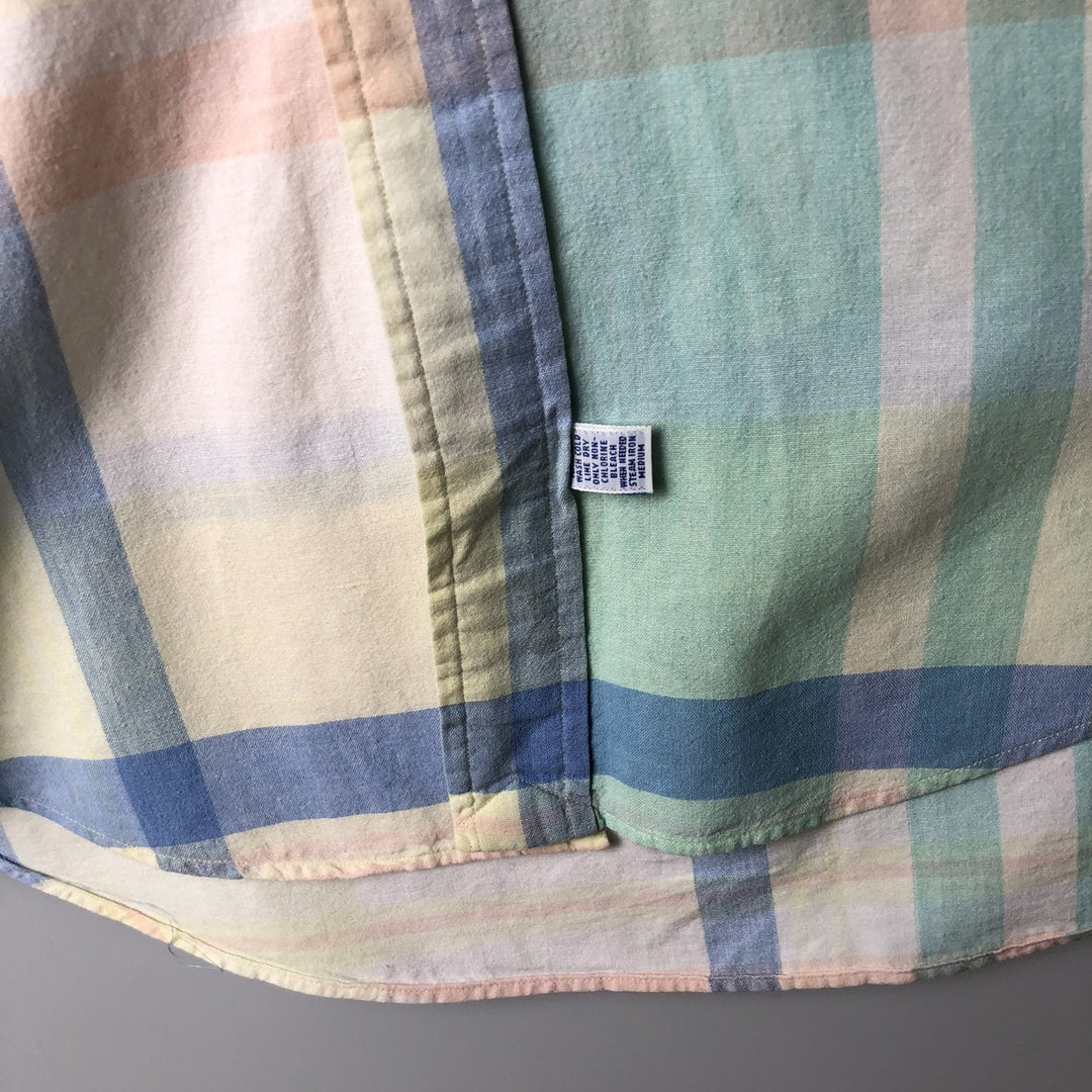 Ralph Lauren Madras Check Short Sleeve Button Down Check Shirt Men's XL cotton green type Vintage Second Hand
