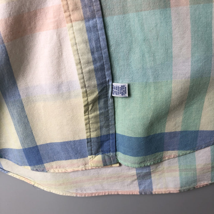 Ralph Lauren Madras Check Short Sleeve Button Down Check Shirt Men's XL cotton green type Vintage Second Hand