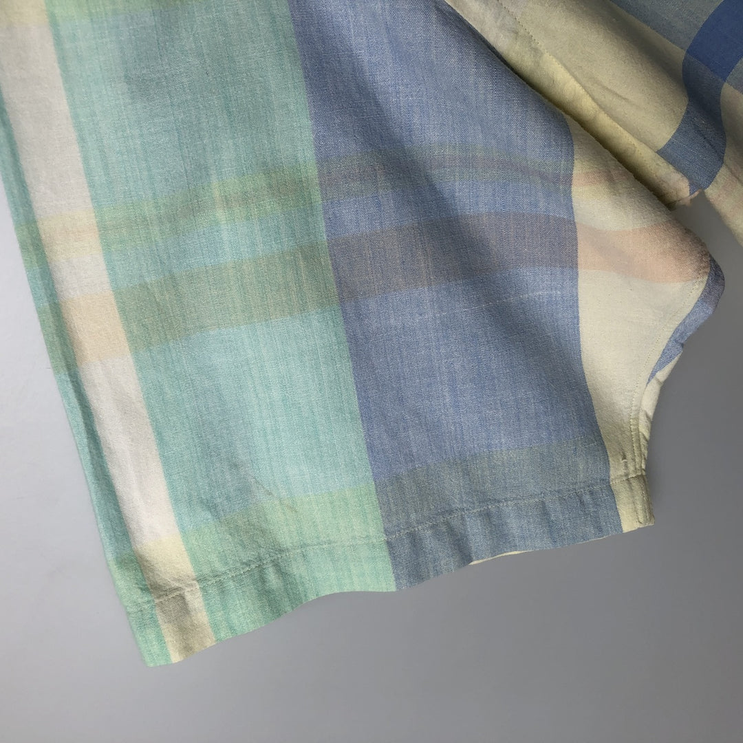 Ralph Lauren Madras Check Short Sleeve Button Down Check Shirt Men's XL cotton green type Vintage Second Hand