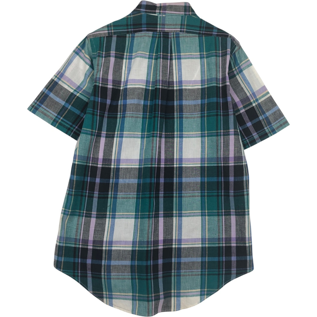 Ralph Lauren short sleeve button down check shirt, men's size M cotton green type Vintage Second Hand