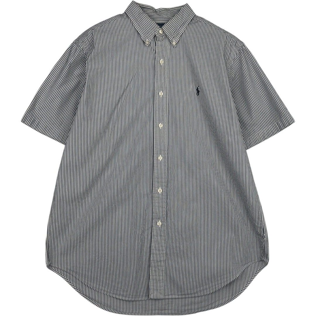 Ralph Lauren Classic Fit short sleeve button down striped shirt, men's size L cotton gray type Vintage Second Hand