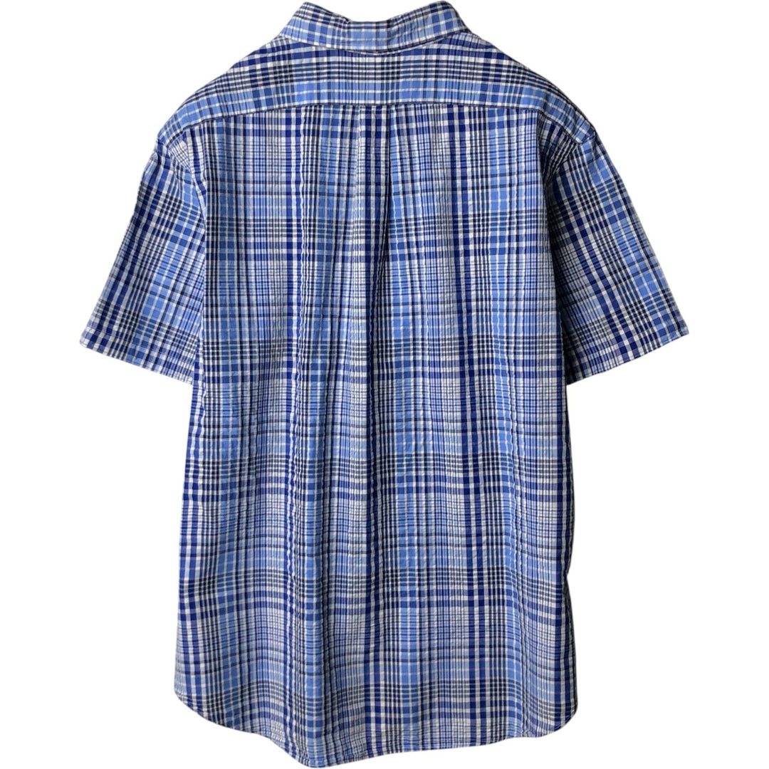 Ralph Lauren short sleeve button down check shirt, men's XL size cotton blue type Vintage Second Hand