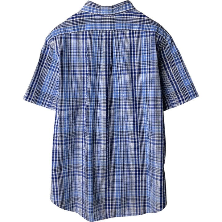 Ralph Lauren short sleeve button down check shirt, men's XL size cotton blue type Vintage Second Hand