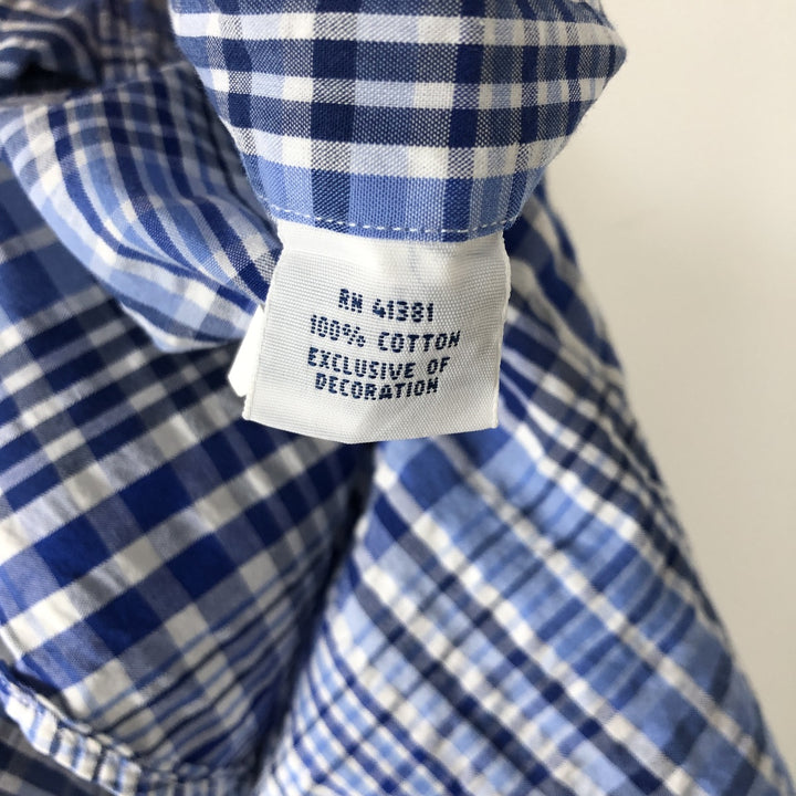 Ralph Lauren short sleeve button down check shirt, men's XL size cotton blue type Vintage Second Hand