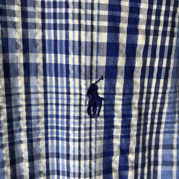 Ralph Lauren short sleeve button down check shirt, men's XL size cotton blue type Vintage Second Hand