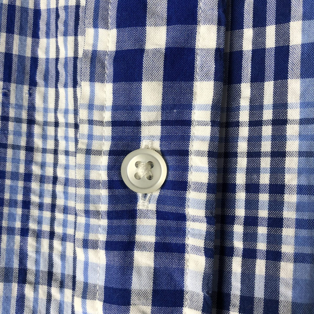 Ralph Lauren short sleeve button down check shirt, men's XL size cotton blue type Vintage Second Hand