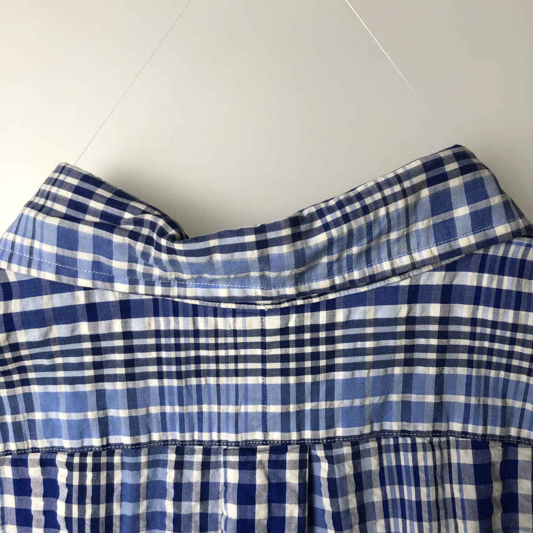 Ralph Lauren short sleeve button down check shirt, men's XL size cotton blue type Vintage Second Hand