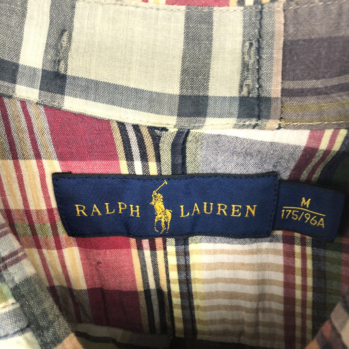 Ralph Lauren patchwork short-sleeved button-down check shirt, men's size M (approx.) cotton multicolor Vintage Second Hand