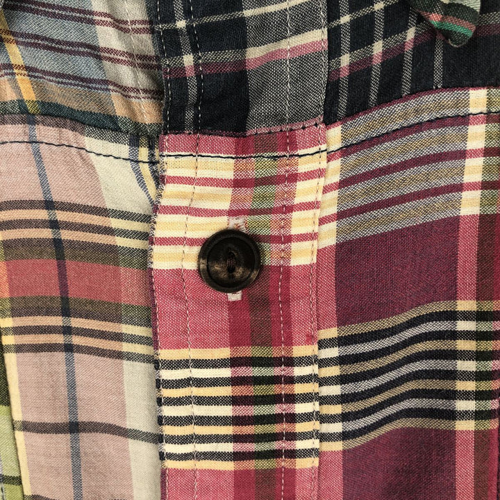 Ralph Lauren patchwork short-sleeved button-down check shirt, men's size M (approx.) cotton multicolor Vintage Second Hand