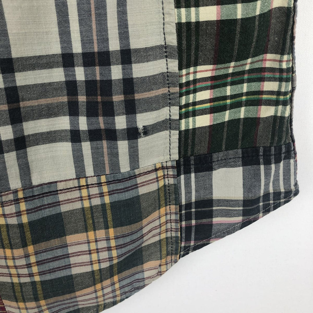 Ralph Lauren patchwork short-sleeved button-down check shirt, men's size M (approx.) cotton multicolor Vintage Second Hand