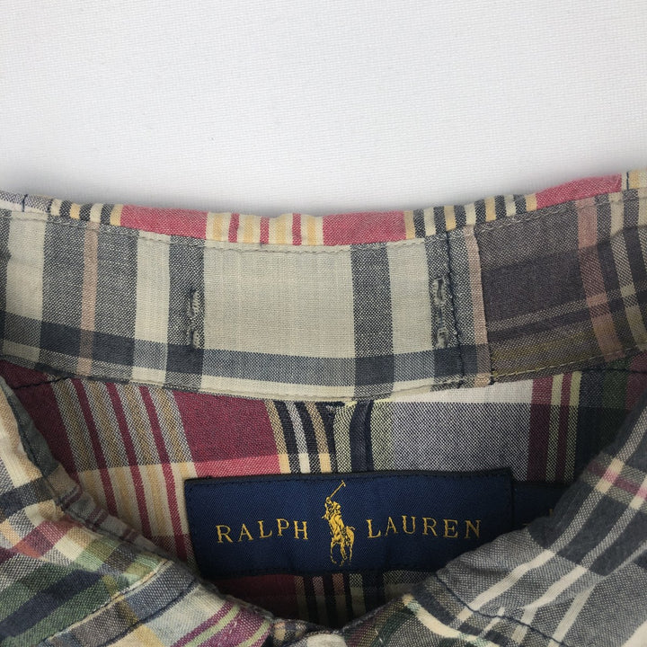 Ralph Lauren patchwork short-sleeved button-down check shirt, men's size M (approx.) cotton multicolor Vintage Second Hand