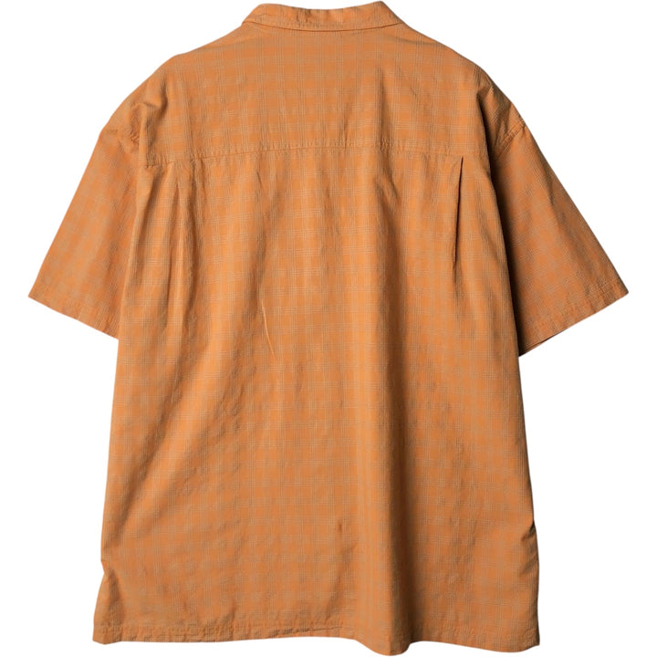 Ralph Lauren CHAPS Check Pattern Short-Sleeve Open Collar Cotton Shirt, Boxy Shirt, Men's Size XL (approx.) cotton orange type Vintage Second Hand