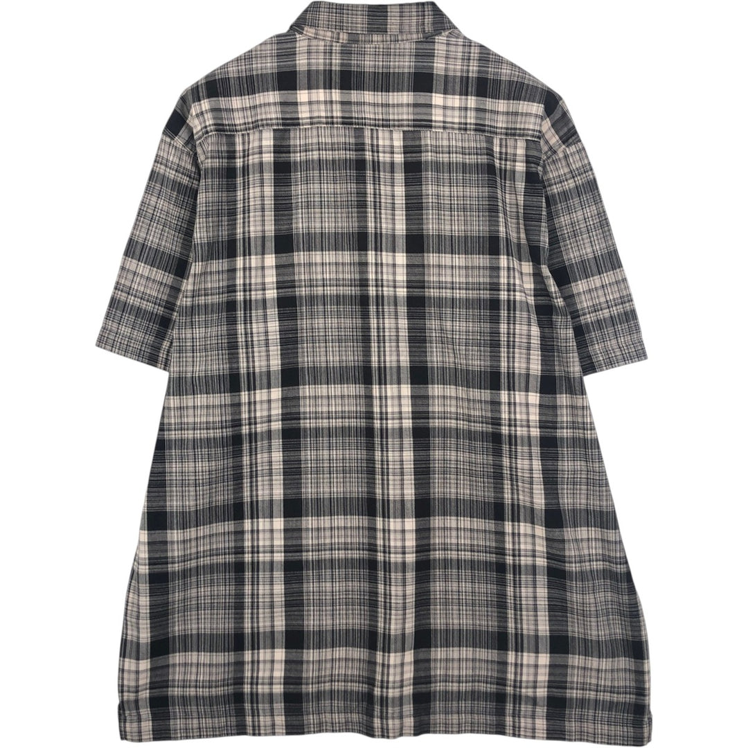 Dickies Check Pattern Short Sleeve Work Shirt Box Shirt Men's L size cotton brown type Vintage Second Hand