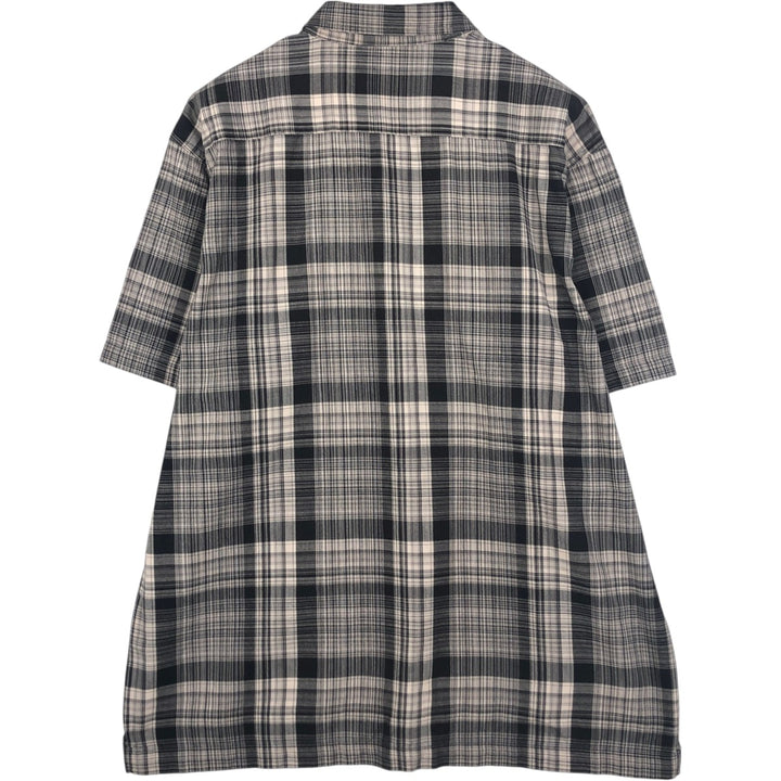 Dickies Check Pattern Short Sleeve Work Shirt Box Shirt Men's L size cotton brown type Vintage Second Hand
