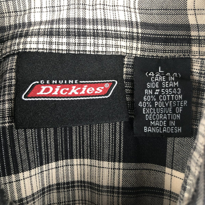 Dickies Check Pattern Short Sleeve Work Shirt Box Shirt Men's L size cotton brown type Vintage Second Hand