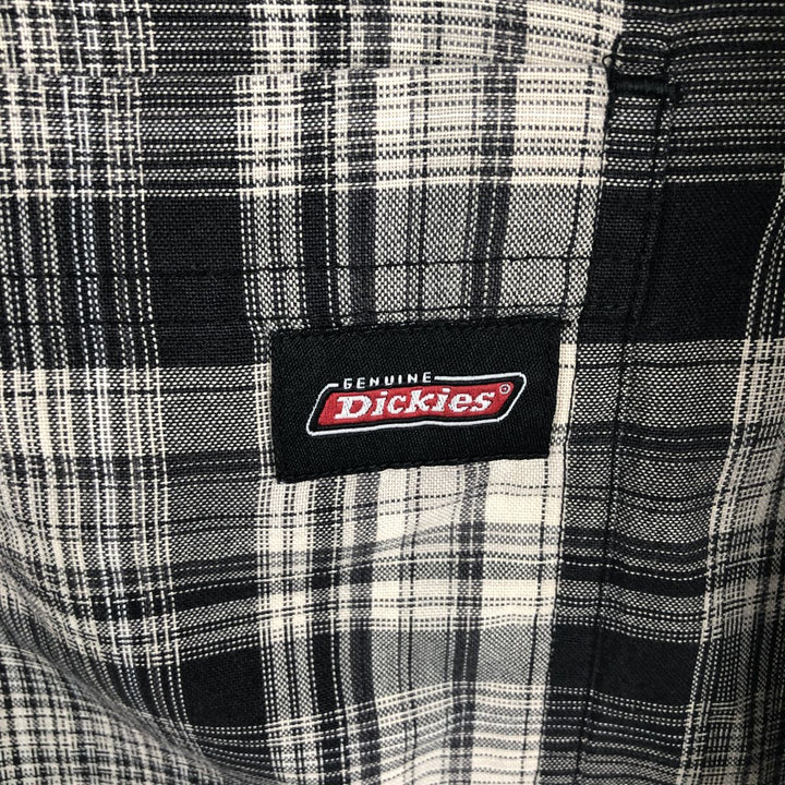 Dickies Check Pattern Short Sleeve Work Shirt Box Shirt Men's L size cotton brown type Vintage Second Hand