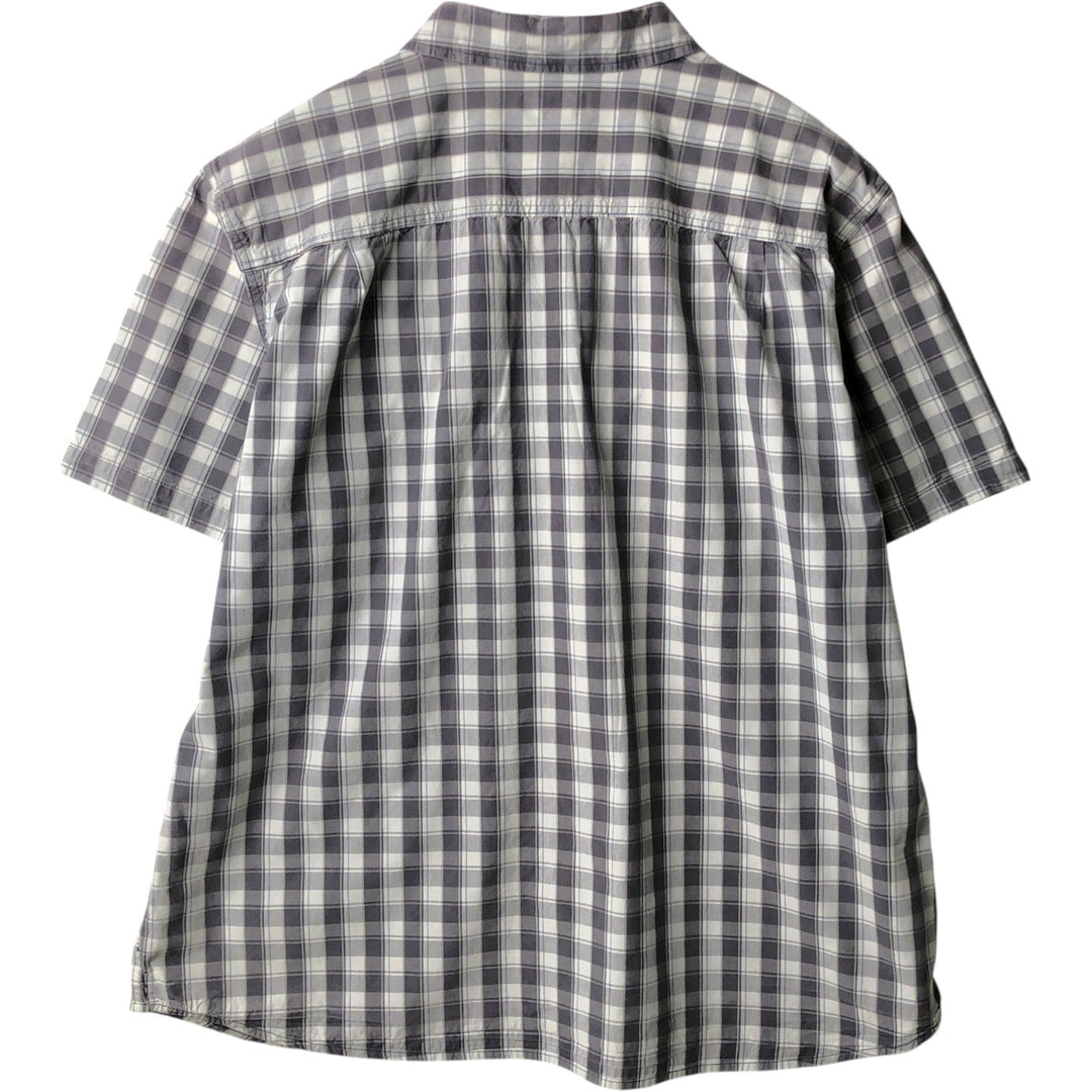 Carhartt Relaxed Fit Short-Sleeve Button-Down Work Check Shirt, Men's Size XXL (approx.) cotton gray type Vintage Second Hand