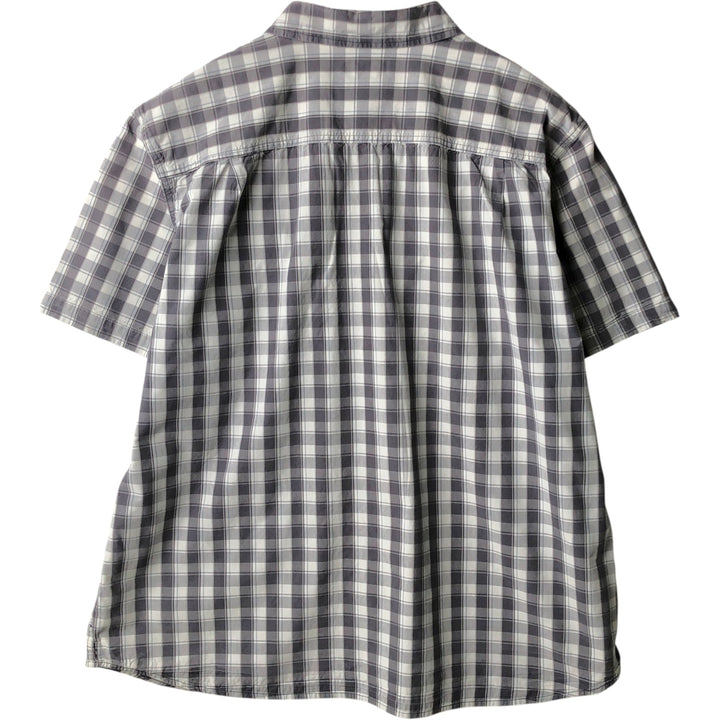Carhartt Relaxed Fit Short-Sleeve Button-Down Work Check Shirt, Men's Size XXL (approx.) cotton gray type Vintage Second Hand