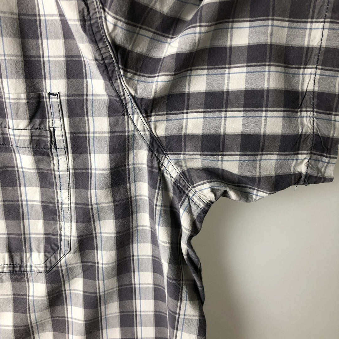 Carhartt Relaxed Fit Short-Sleeve Button-Down Work Check Shirt, Men's Size XXL (approx.) cotton gray type Vintage Second Hand