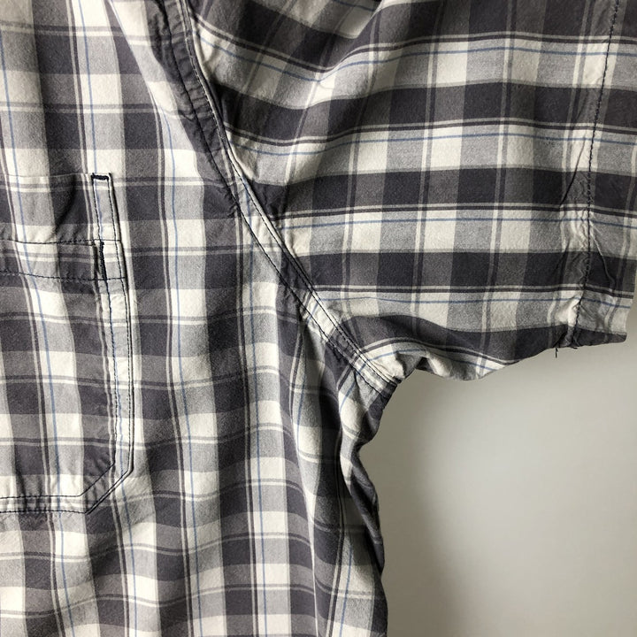 Carhartt Relaxed Fit Short-Sleeve Button-Down Work Check Shirt, Men's Size XXL (approx.) cotton gray type Vintage Second Hand