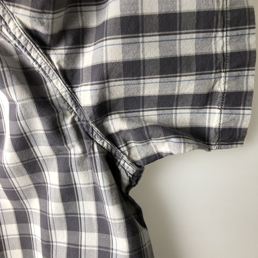 Carhartt Relaxed Fit Short-Sleeve Button-Down Work Check Shirt, Men's Size XXL (approx.) cotton gray type Vintage Second Hand