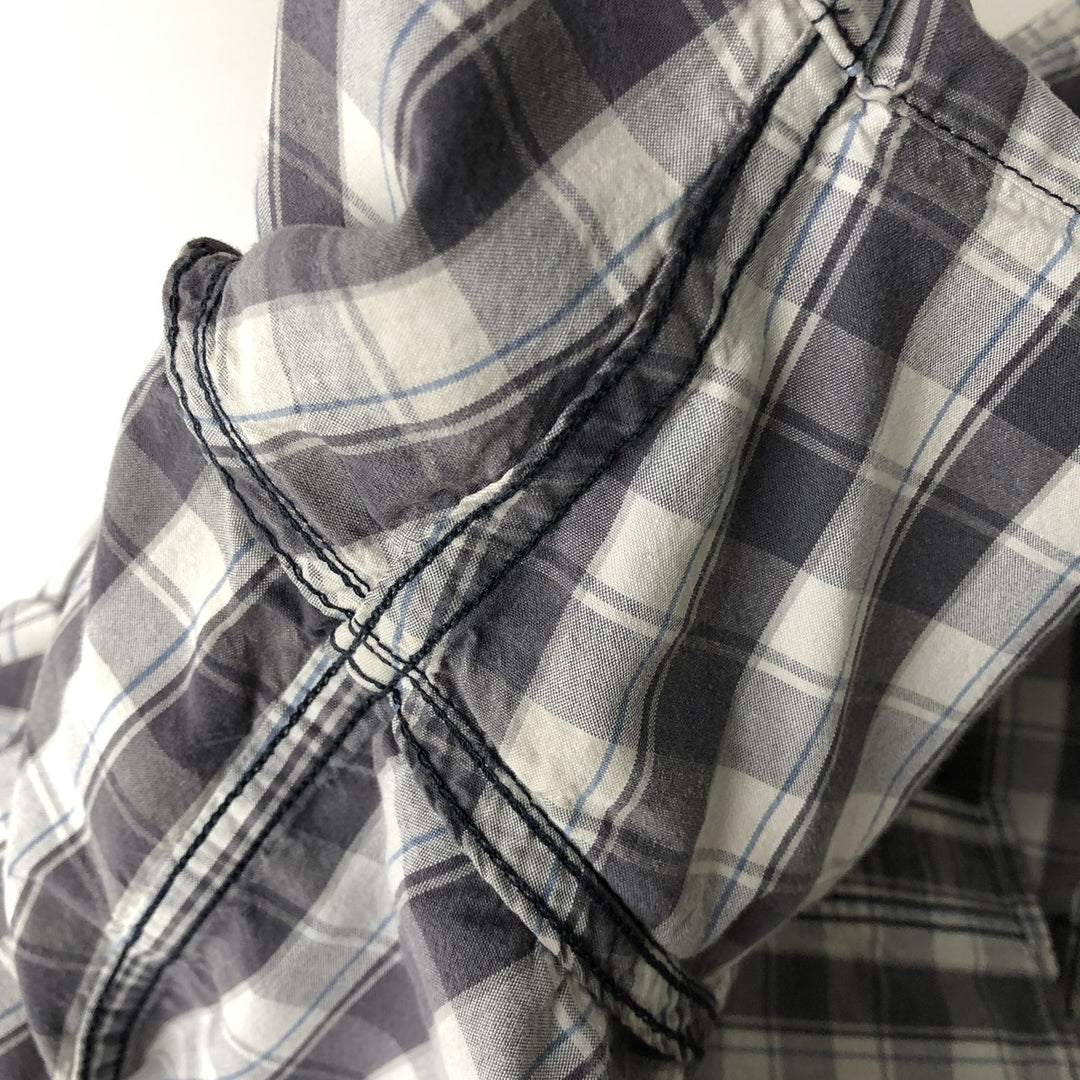 Carhartt Relaxed Fit Short-Sleeve Button-Down Work Check Shirt, Men's Size XXL (approx.) cotton gray type Vintage Second Hand
