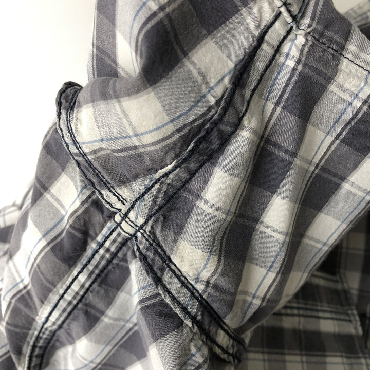 Carhartt Relaxed Fit Short-Sleeve Button-Down Work Check Shirt, Men's Size XXL (approx.) cotton gray type Vintage Second Hand