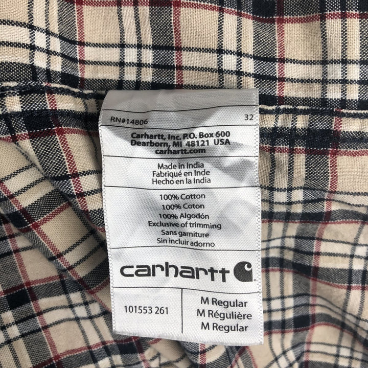 Carhartt Relaxed Fit Check Pattern Button-down Short Sleeve Work Shirt, Men's Medium cotton Beige type Vintage Second Hand