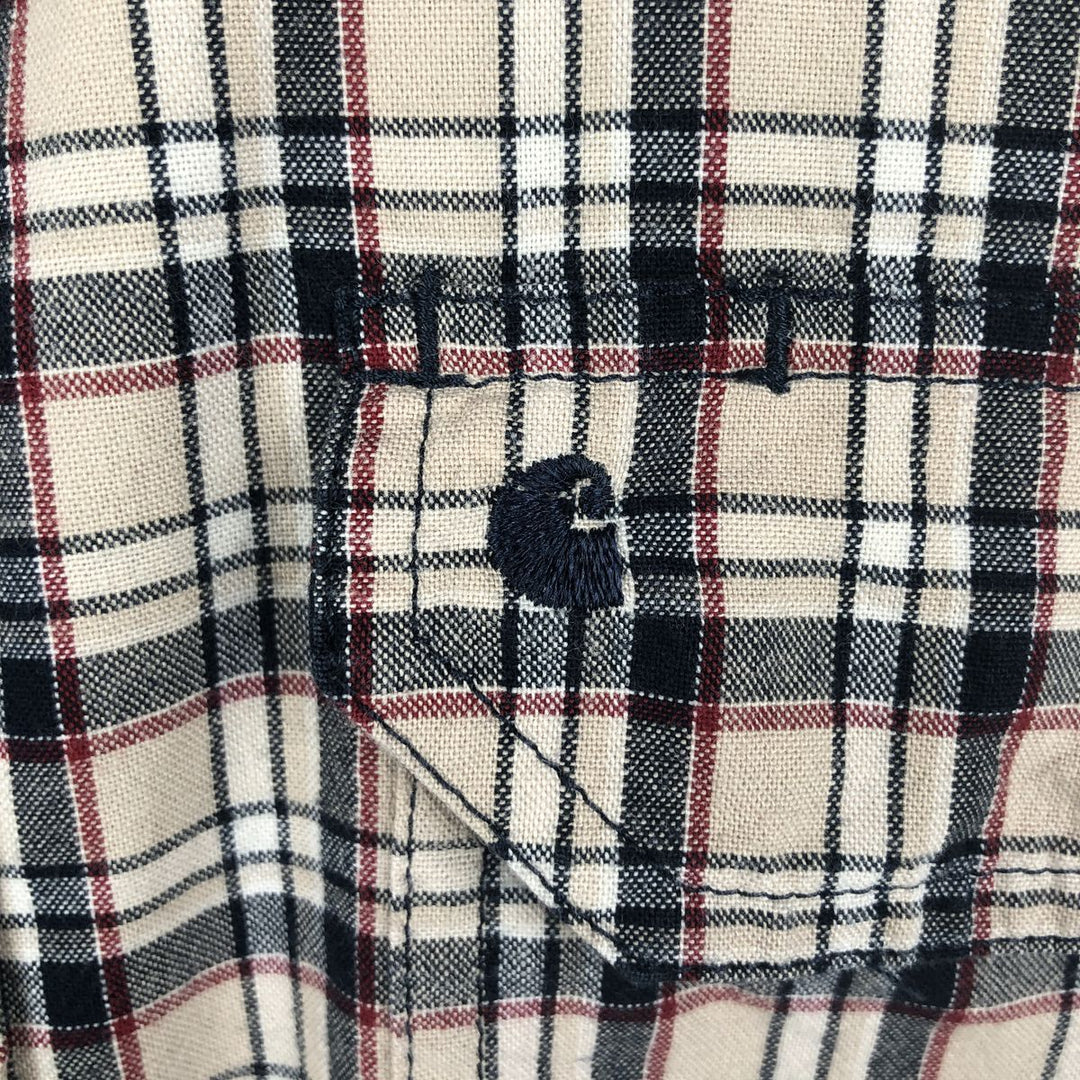 Carhartt Relaxed Fit Check Pattern Button-down Short Sleeve Work Shirt, Men's Medium cotton Beige type Vintage Second Hand