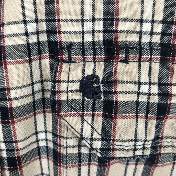 Carhartt Relaxed Fit Check Pattern Button-down Short Sleeve Work Shirt, Men's Medium cotton Beige type Vintage Second Hand