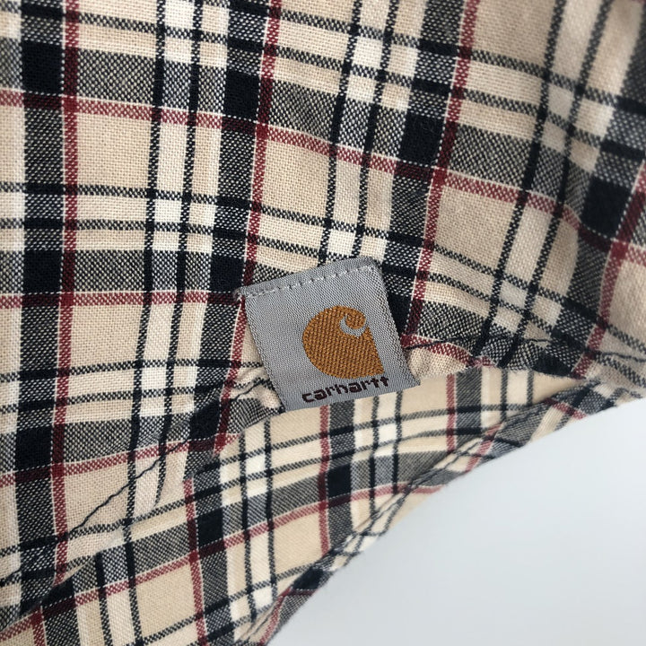 Carhartt Relaxed Fit Check Pattern Button-down Short Sleeve Work Shirt, Men's Medium cotton Beige type Vintage Second Hand