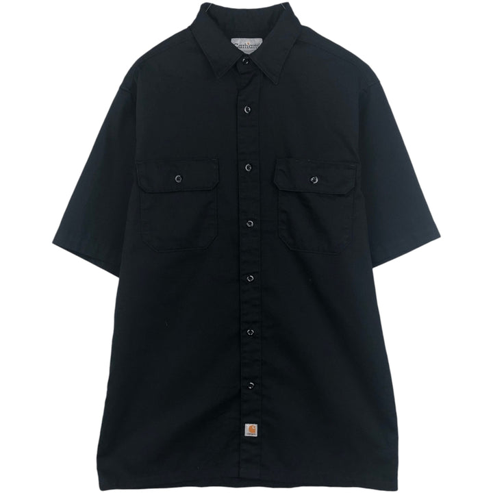 Carhartt short sleeve work shirt, men's size M polyester black type Vintage Second Hand