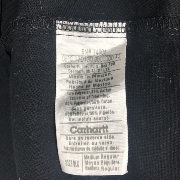 Carhartt short sleeve work shirt, men's size M polyester black type Vintage Second Hand
