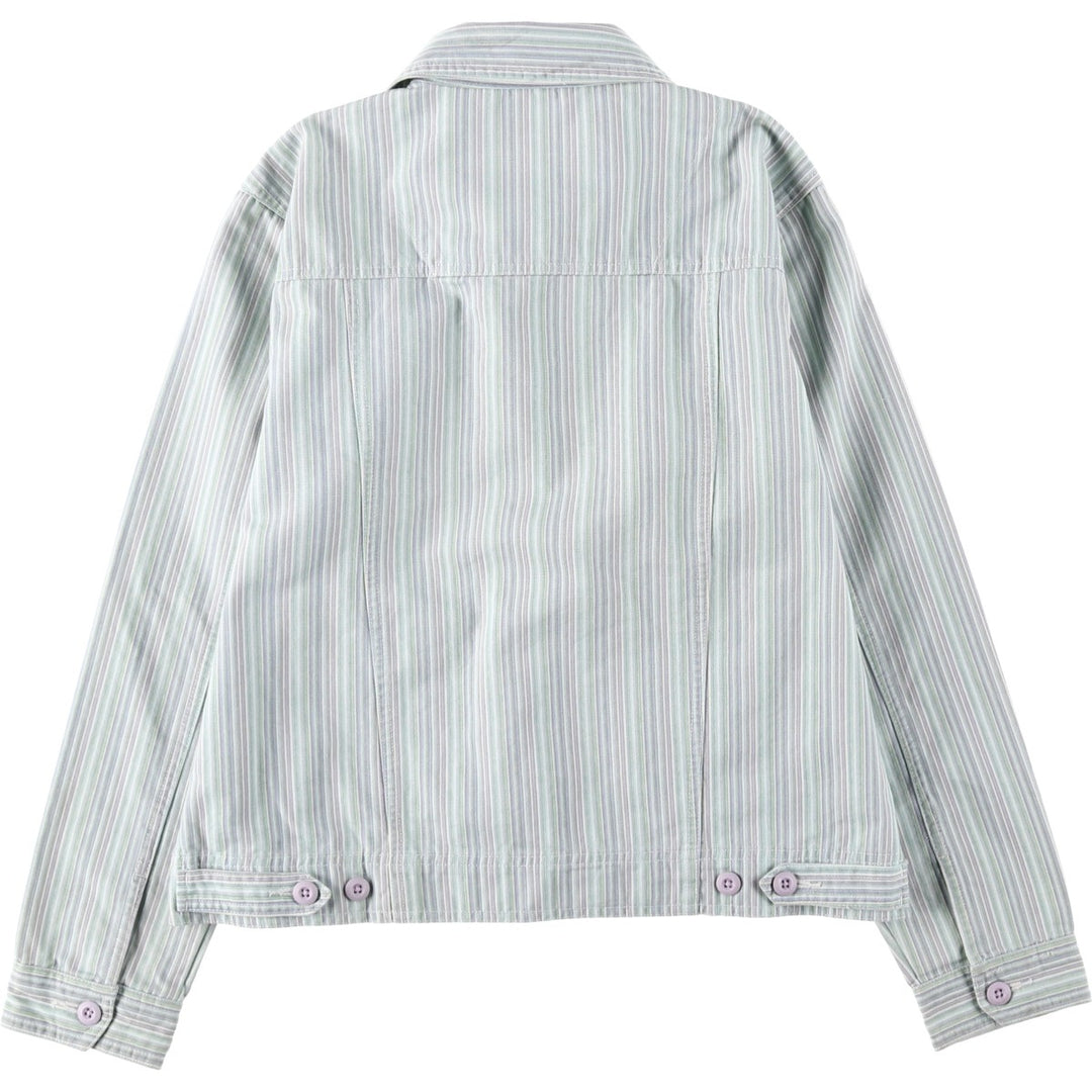 LESLIE FAY SPORT Multi-stripe Cotton Jacket, Women's Size M (approx.) cotton green type yellow green Vintage Second Hand