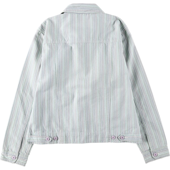LESLIE FAY SPORT Multi-stripe Cotton Jacket, Women's Size M (approx.) cotton green type yellow green Vintage Second Hand