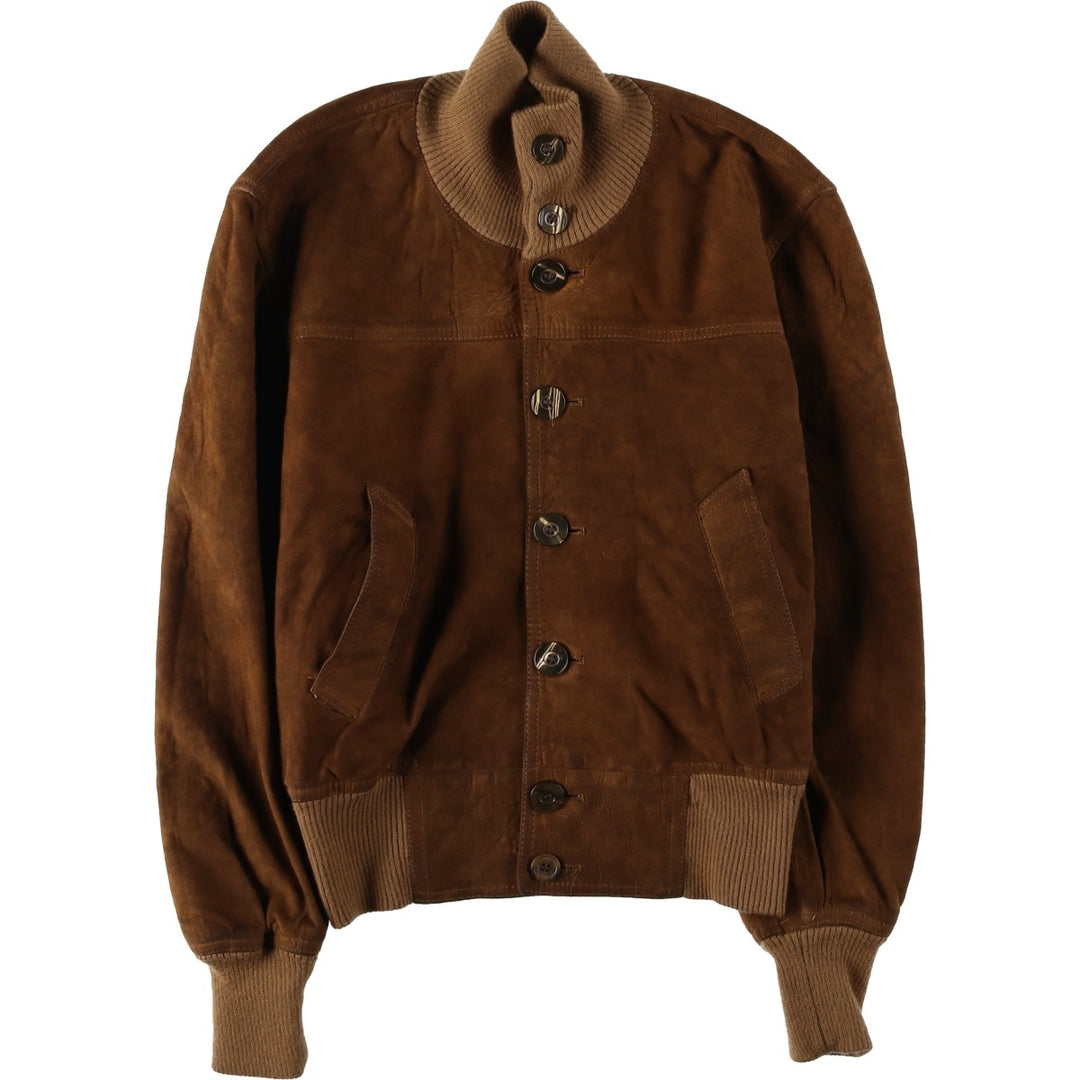 Suede leather blouson, made in Italy, men's size S equivalent. Genuine suede leather brown type Vintage Second Hand