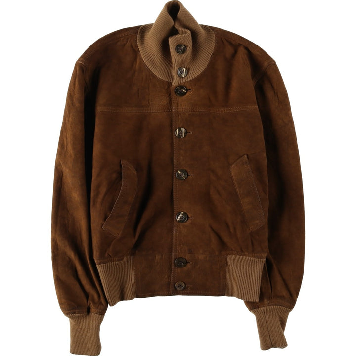Suede leather blouson, made in Italy, men's size S equivalent. Genuine suede leather brown type Vintage Second Hand