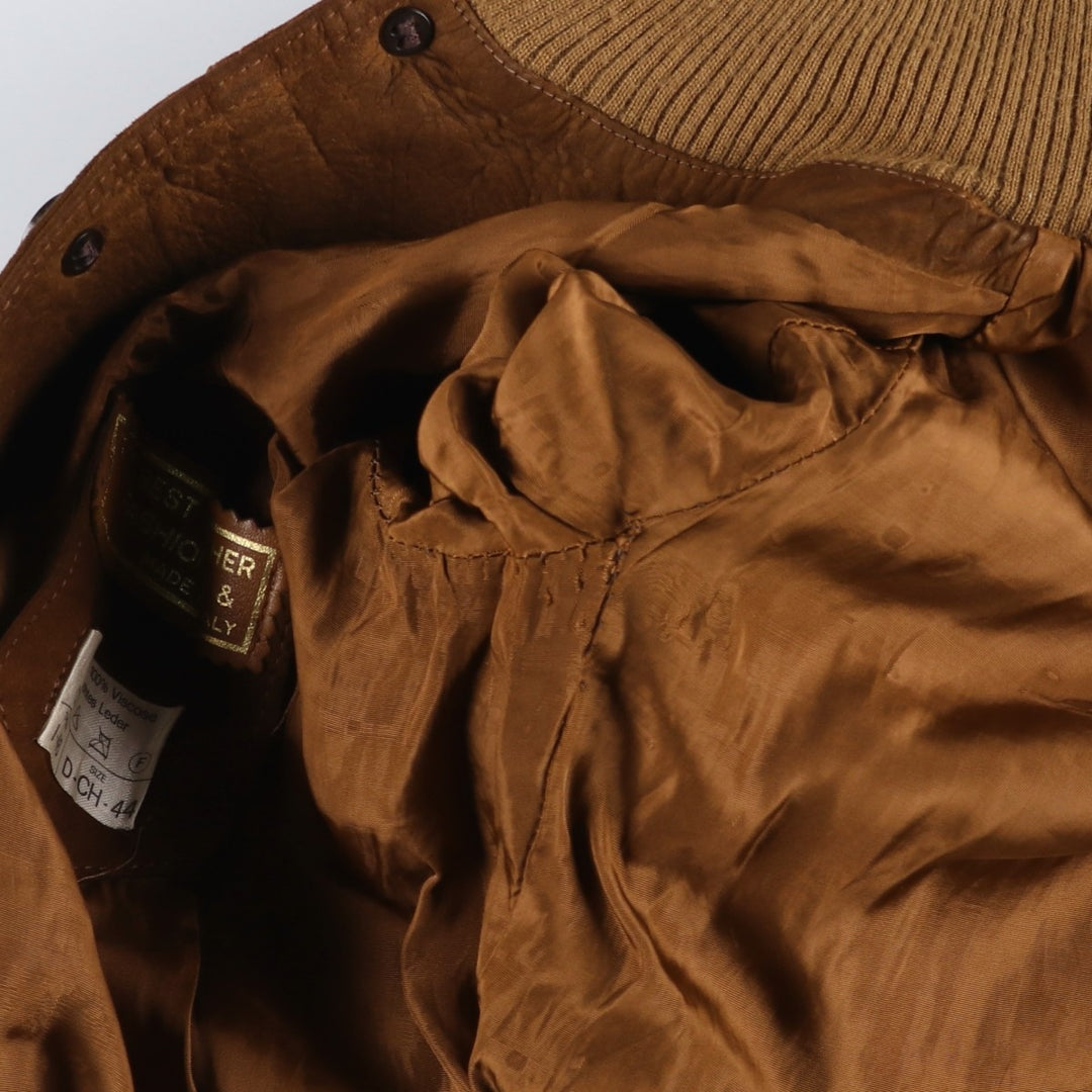 Suede leather blouson, made in Italy, men's size S equivalent. Genuine suede leather brown type Vintage Second Hand