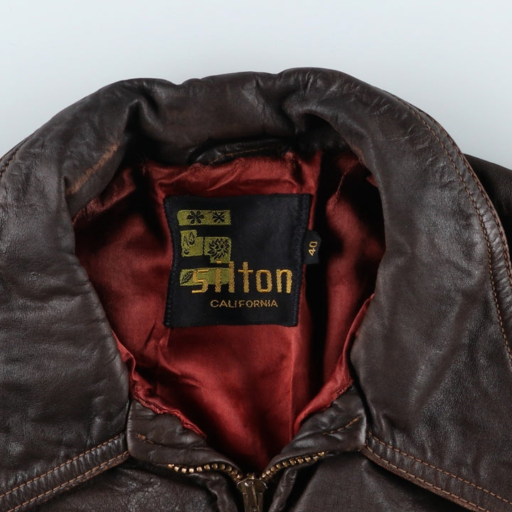 SILTON Leather Blouson Jacket, Women's Size M (Equivalent), Vintage unclear brown type Vintage Second Hand