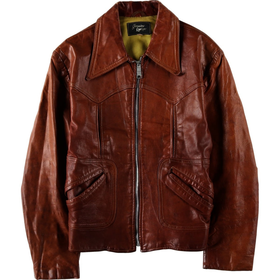 1960'S Leather Blouson Jacket, Women's Size M (approx.), Vintage unclear brown type Vintage Second Hand